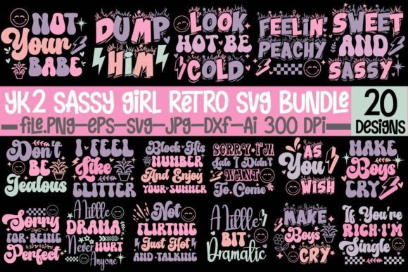 Yk2 Sassy Girl Retro SVG Bundle: Graphics for Crafts